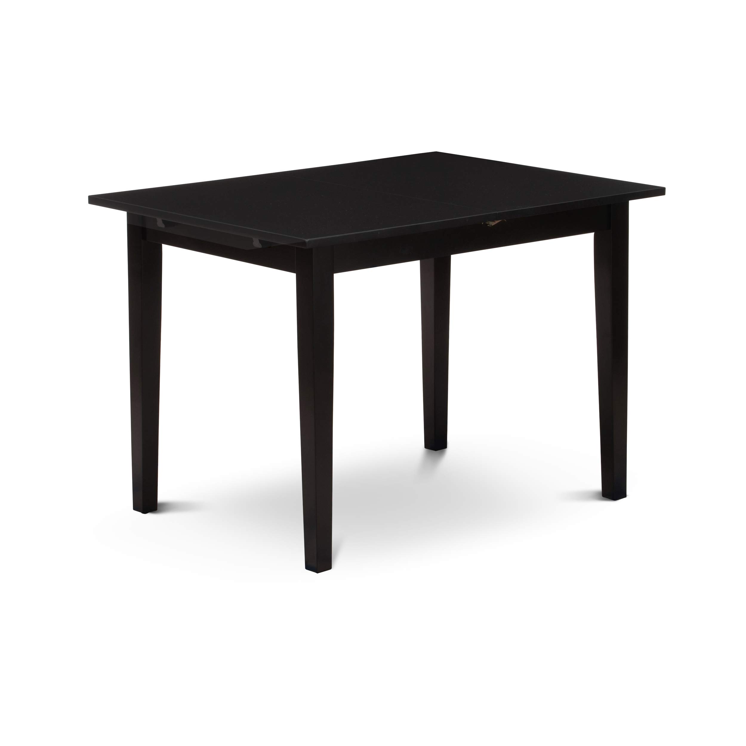 East West Furniture 3-Piece Dining Room Table Set with Butterfly Leaf - Rectangle Kitchen Table & 2 Chairs, 32x54 Inch, Black | Perfect for Small Spaces, Breakfast Nooks & Compact Apartments