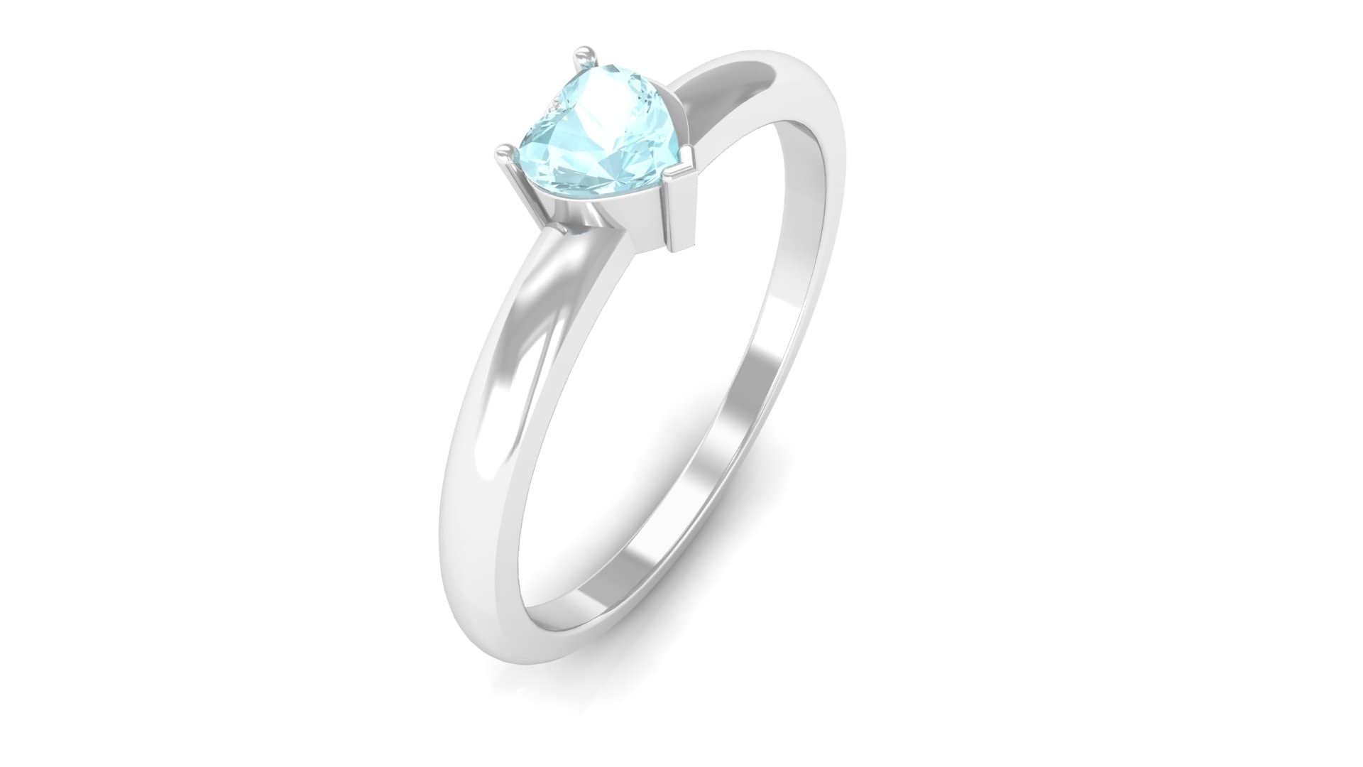 1/4 CT Sky Blue Topaz & Diamond Promise Ring for Women - 14K Solid Gold Heart Shaped Engagement Ring - Perfect for Anniversaries, Valentine's Day & Romantic Gifts