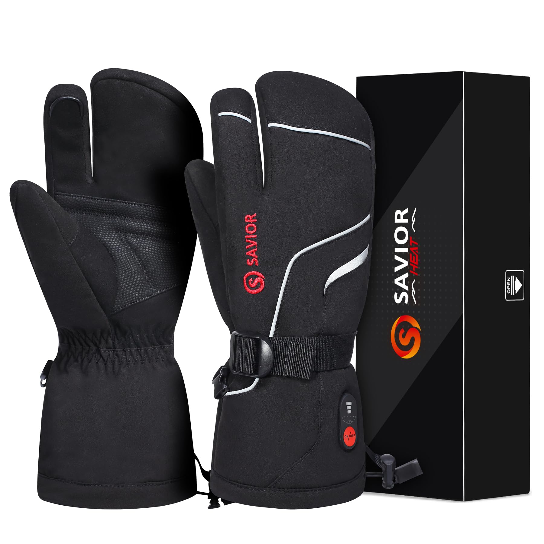 SAVIOR HEAT Rechargeable Electric Heated Gloves for Men, Women & Kids - Winter Skiing, Snowboarding, Motorcycle Riding, Skating, Camping & Hunting - Warm Battery-Powered Mittens for Cold Weather Activities