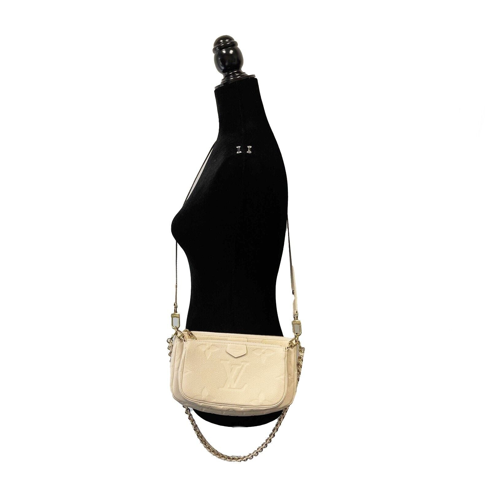 Louis Vuitton Giant Monogram Empreinte Multi Pochette Accessories Bag in Cream - Luxury Crossbody Purse for Women, Perfect for Date Night & Evening Events