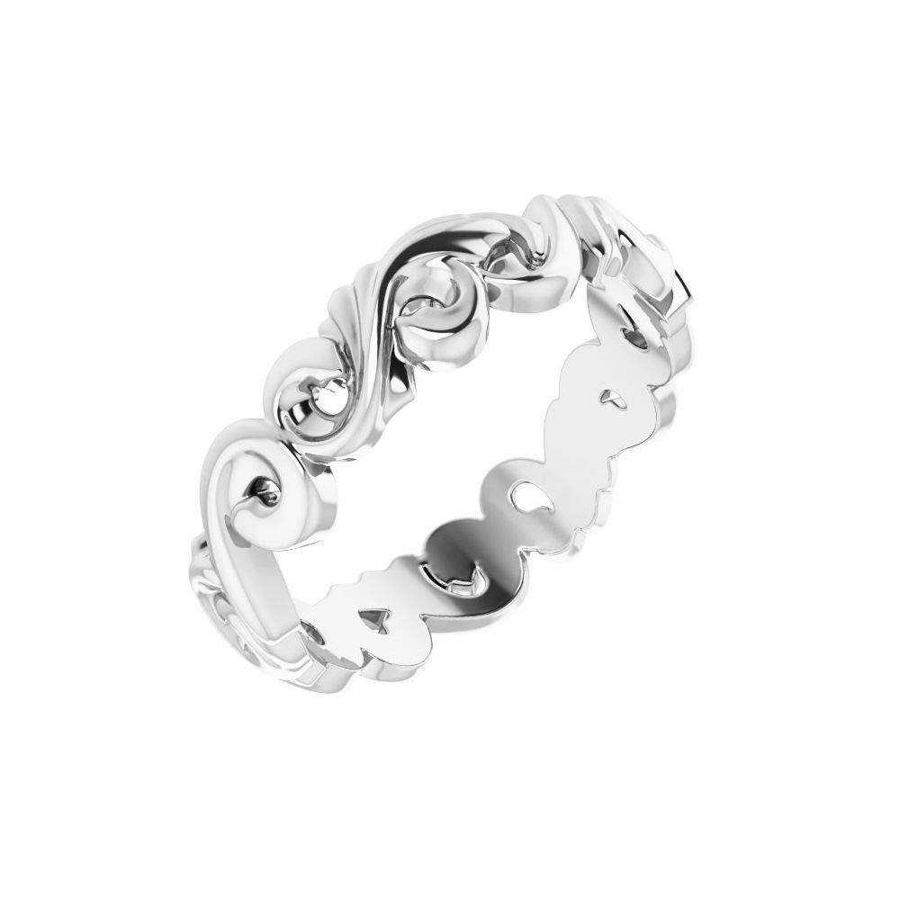 3mm Scroll Design Wedding Band Ring - Elegant Sculptural-Inspired Sterling Silver or Gold Ring for Women & Men - Perfect for Engagement, Anniversary, and Special Occasion Jewelry Gifts