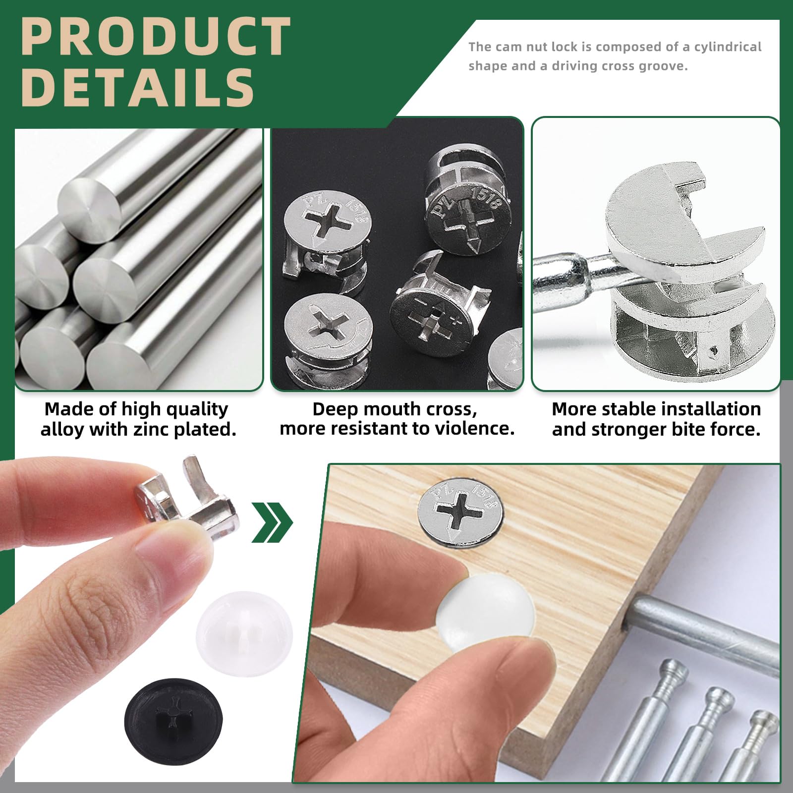 Keadic 120Pcs Cam Lock Fittings Kit for Furniture Assembly - Wardrobe, Drawer, Cabinet Hardware