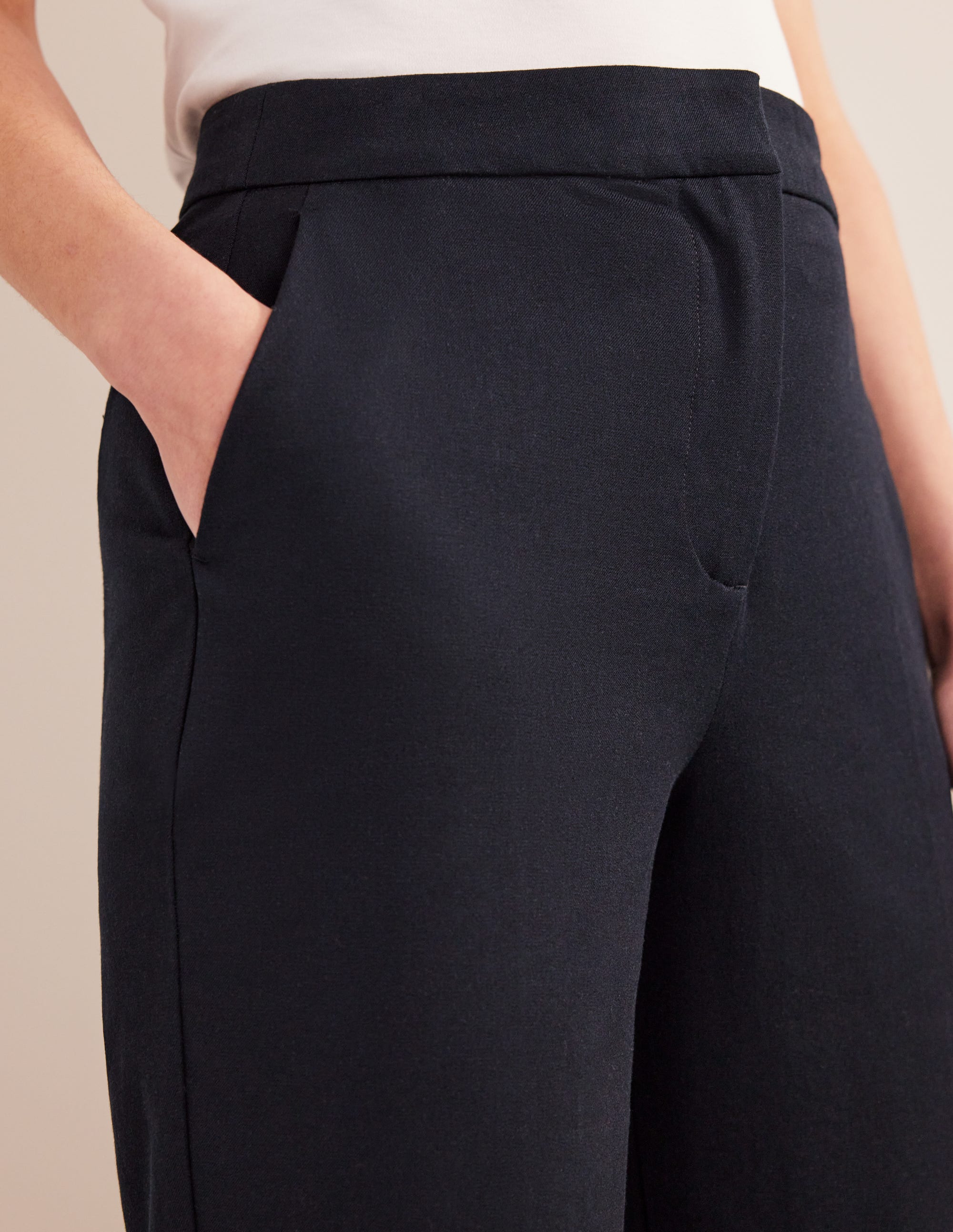 Bi Stretch Straight Pants for Women - Navy Blue Comfortable Office Work Trousers | Perfect for Business Casual & Travel