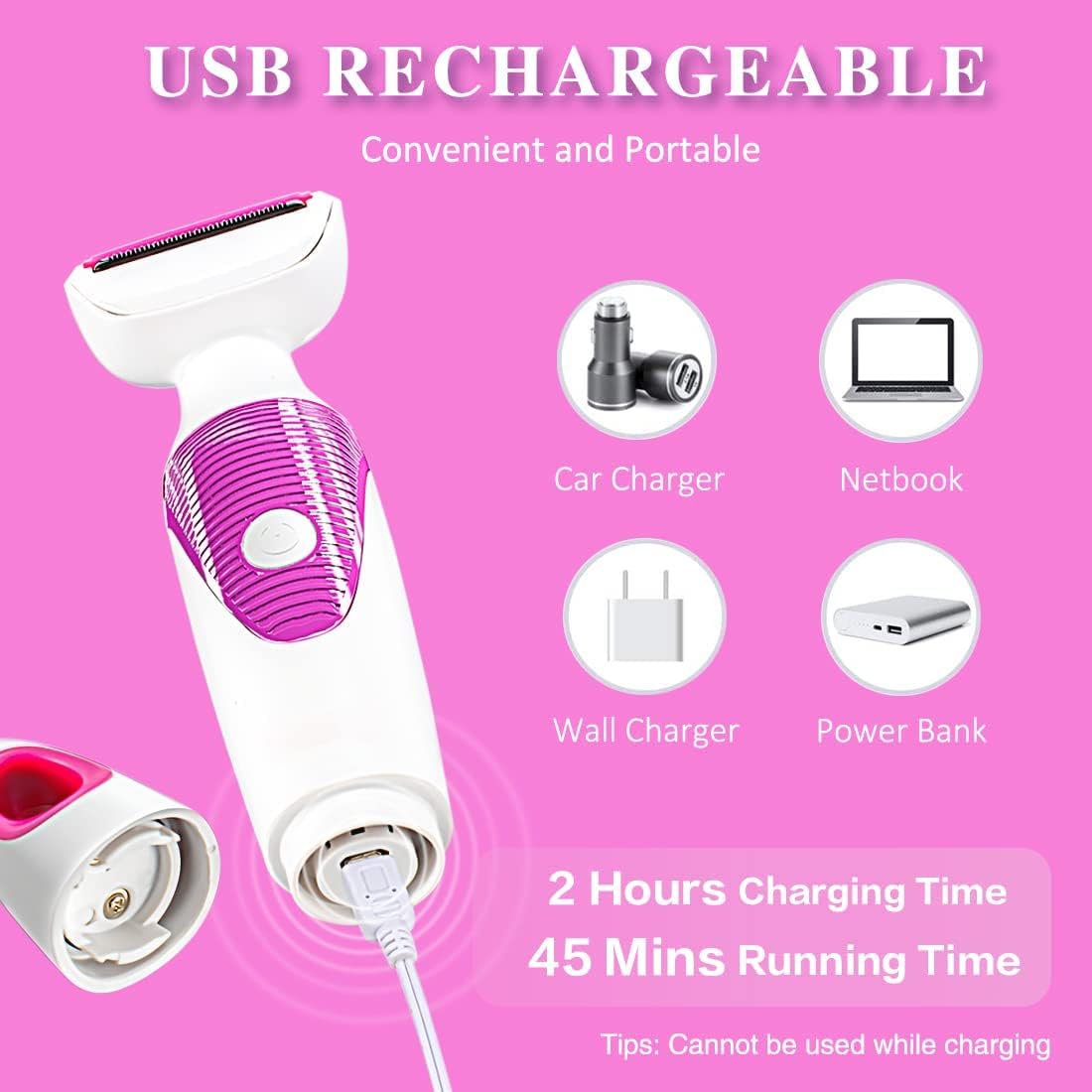 Best Electric Razors for Women - 3-in-1 Waterproof Cordless Hair Shaver for Painless Body & Bikini Grooming | Perfect for Travel, Shower & Sensitive Skin Care