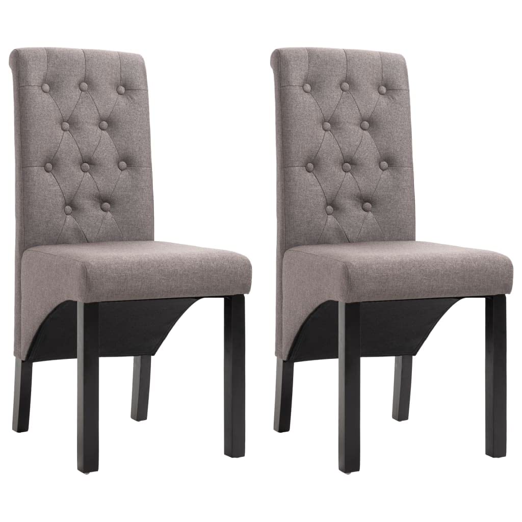 SKM Modern Dining Chairs Set of 2 - Taupe Fabric Upholstered Comfortable Kitchen Chairs for Dining Room, Breakfast Nook, and Small Spaces - Model 9242