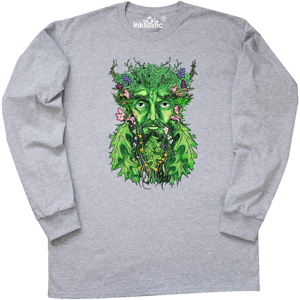 Inktastic 1st Day of Spring Greenman Spring Equinox Long Sleeve T-Shirt for Men & Women | Nature-Inspired Graphic Tee | Perfect for Spring Festivals, Earth Day & Outdoor Activities