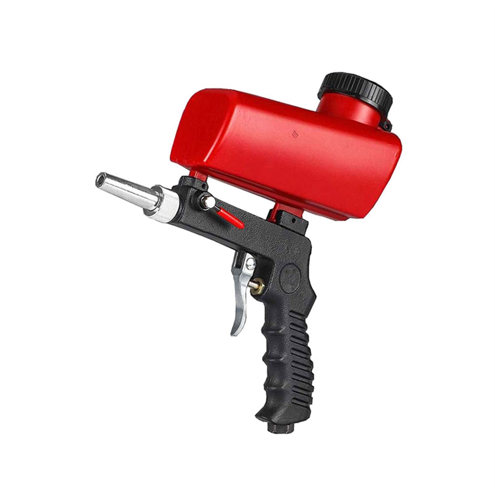 Adjustable Pneumatic Sandblasting Gun - 90psi Portable Sand Blaster Kit with Multi-Purpose Nozzle (Aluminum Red) - Ideal for Rust Removal, Surface Cleaning & Auto Restoration
