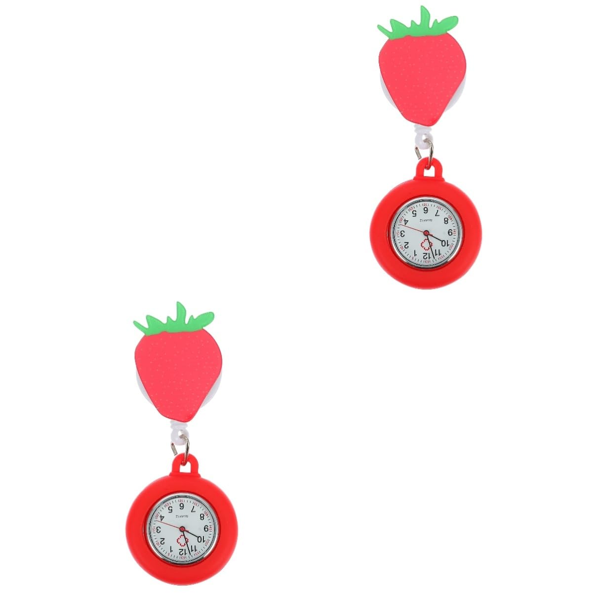 GALPADA 2-Pack Retractable Nurse Watches - Clip-On Quartz Pocket Watch with Cartoon Design, Plastic Pink Fob Watch for Nurses & Medical Professionals - Perfect for Mother's Day Gifts & Healthcare Work Scenarios