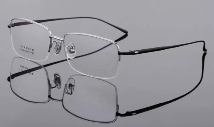 Brightzone Unisex Semi-Rim Square Titanium Eyeglasses 71206 - Lightweight Durable Frames for Work, Reading & Everyday Wear
