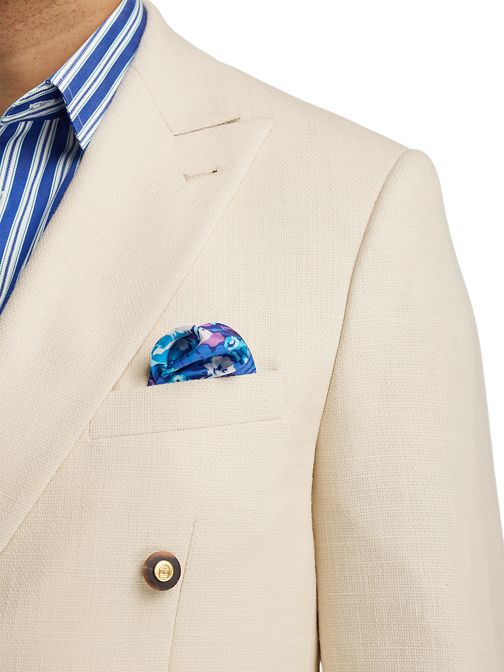 Premium Wool Blend Double Breasted Peak Lapel Blazer - Cream | Formal Business Attire, Office Wear & Special Occasions