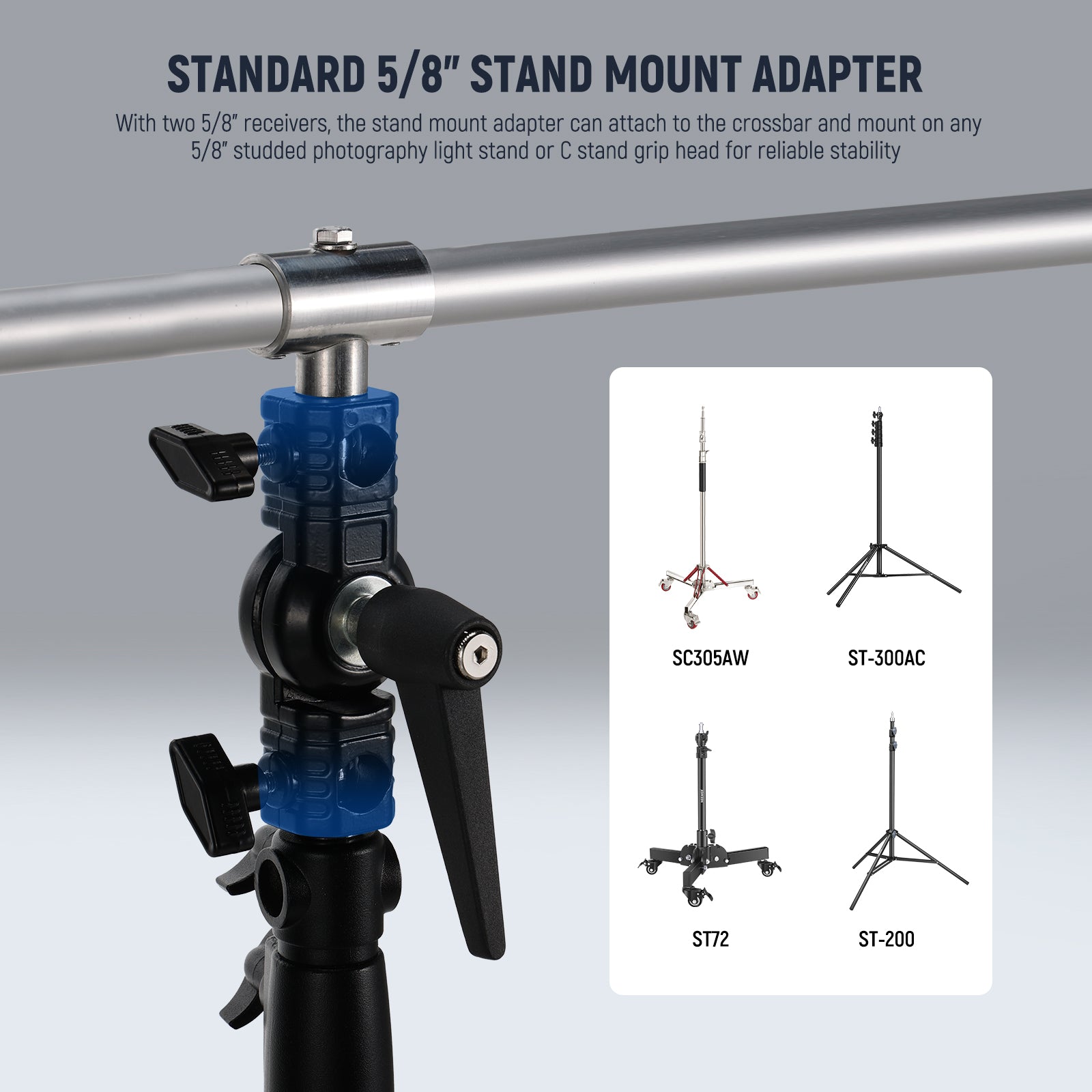 NEEWER ST RF3 Triple Reflector Holder for Photography Stand - Professional Light Reflector Mount for Studio, Portrait, and Outdoor Photography