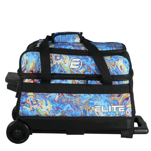 ELITE Basic Double Roller Blue Swirl Bowling Bag - Durable Rolling Bowling Ball Carrier for League Play & Tournament Travel