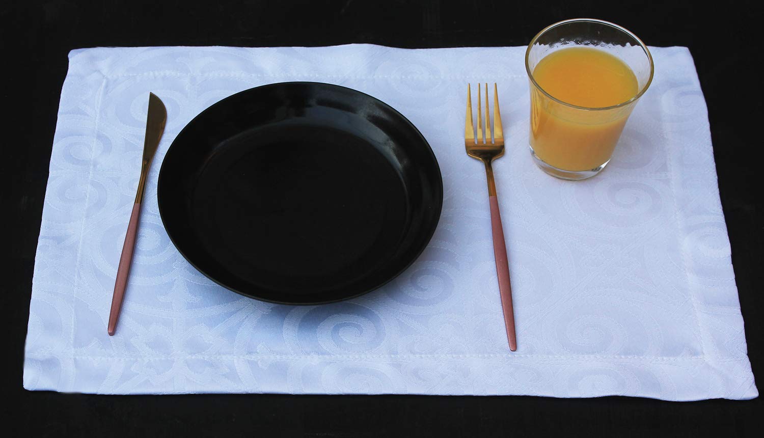 Premium White Jacquard Placemats Set of 4 - Waterproof & Washable Table Mats for Dining Room, Kitchen, and Events - Elegant Table Decor for Dinner Parties, Weddings, Thanksgiving, Christmas, and Fall Decorations - Perfect for Holiday Gatherings and Everyday Use