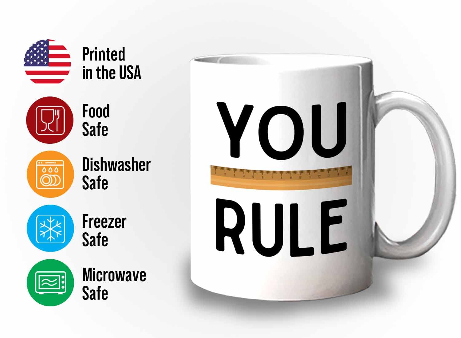 11oz White Teacher Mug - 'You Rule' Inspirational Gift for Teacher's Day, Valentine's Day & Back to School - Perfect for Coffee, Tea & Classroom Appreciation