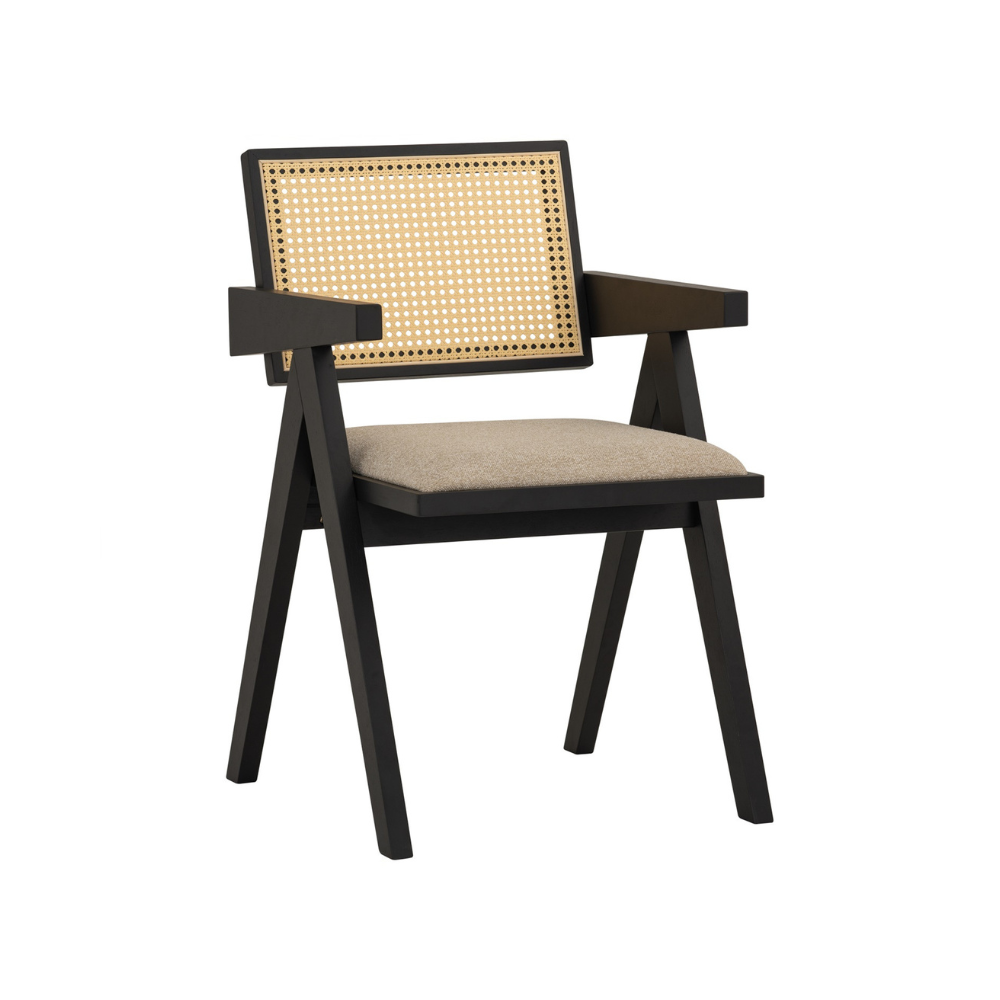 KAIRI Modern Dining Chair - Black Rattan Weave Design for Kitchen, Dining Room & Outdoor Patio - Comfortable & Stylish Seating Solution