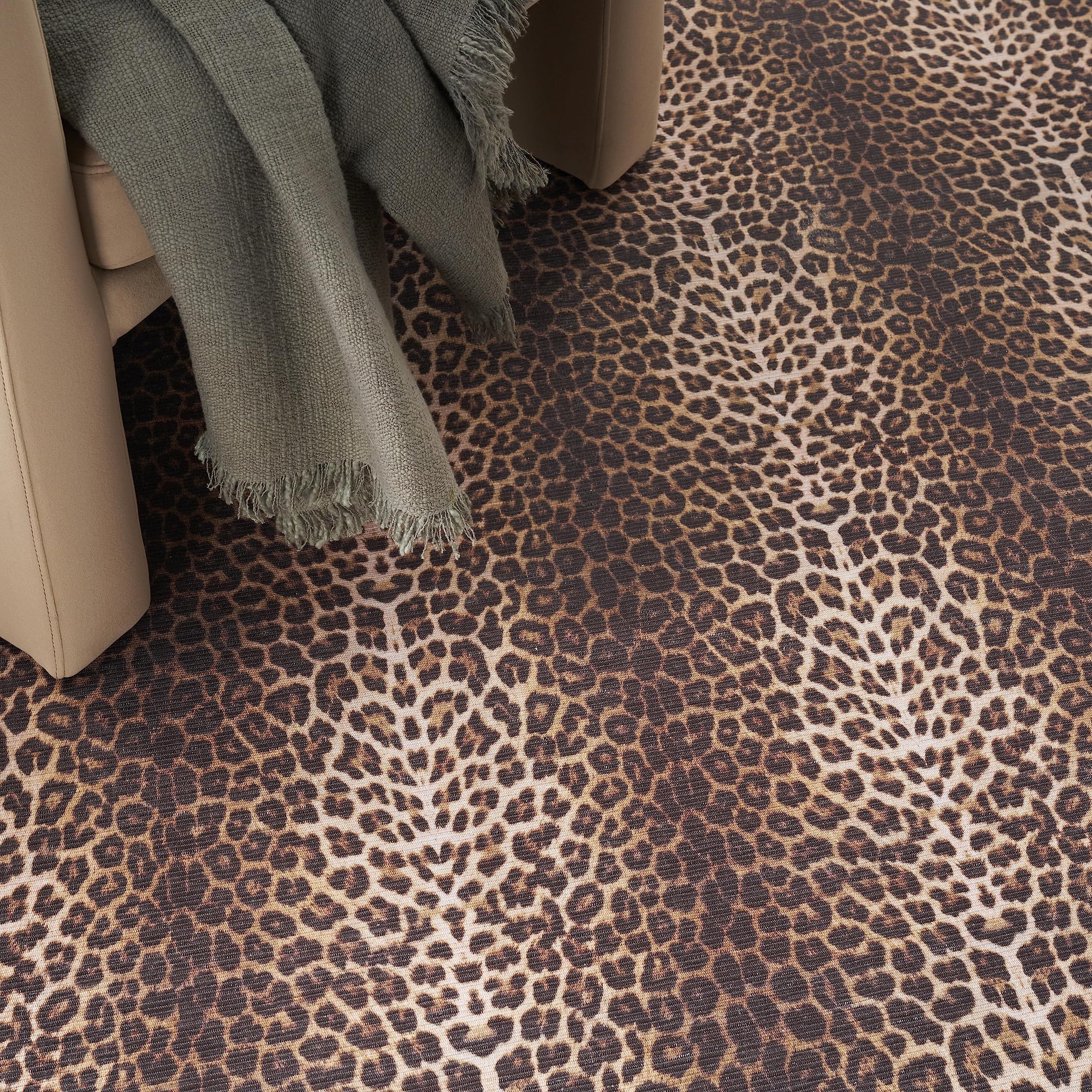 Nourison Washable Leopard Print 6' x 9' Area Rug - Easy Clean, Non-Shedding, Stain Resistant | Perfect for Bedroom, Living Room, Dining Room & Kitchen Decor (6x9)