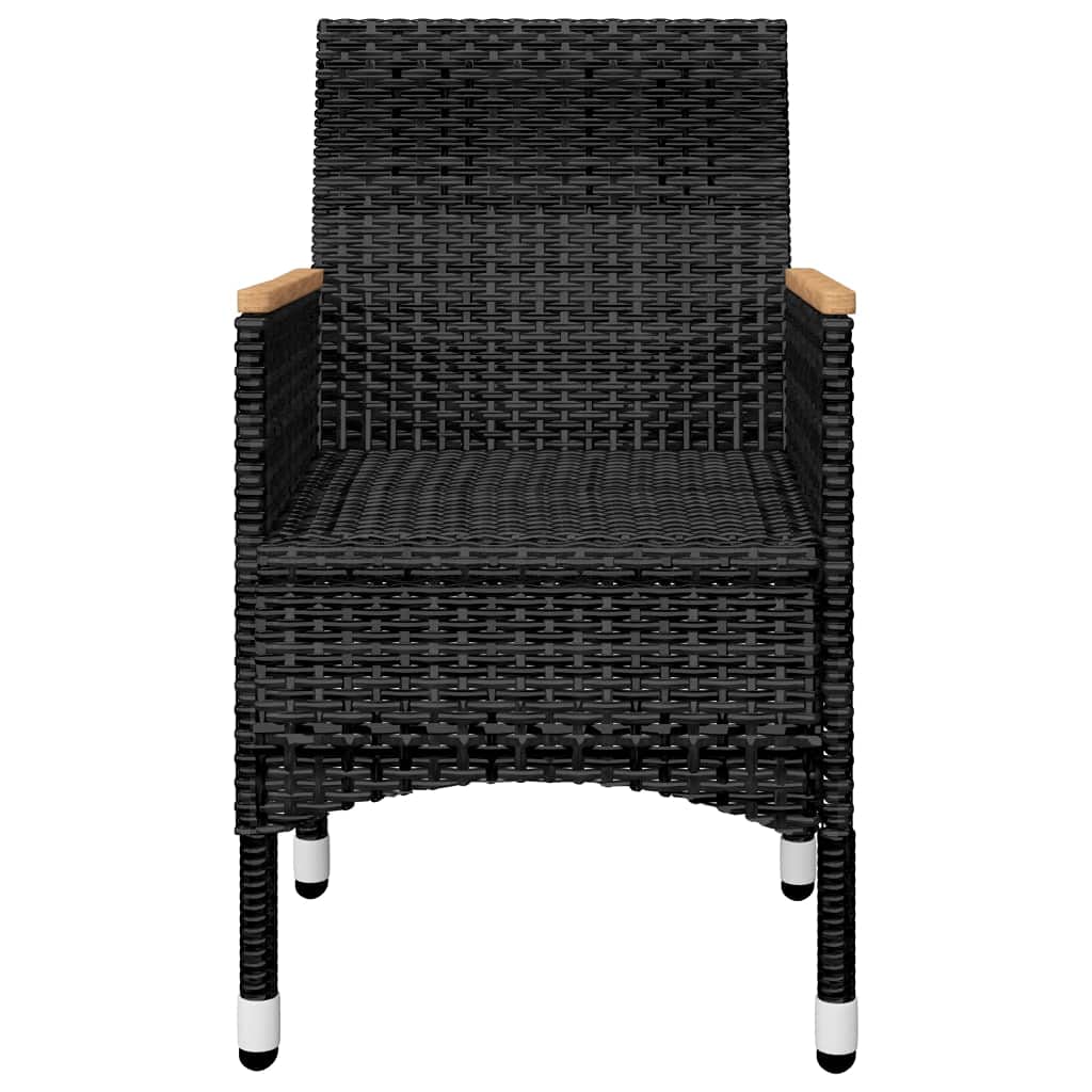 3-Piece Outdoor Bistro Set - Black Poly Rattan Patio Furniture with Tempered Glass Table - Perfect for Garden, Backyard, Poolside & Balcony Dining