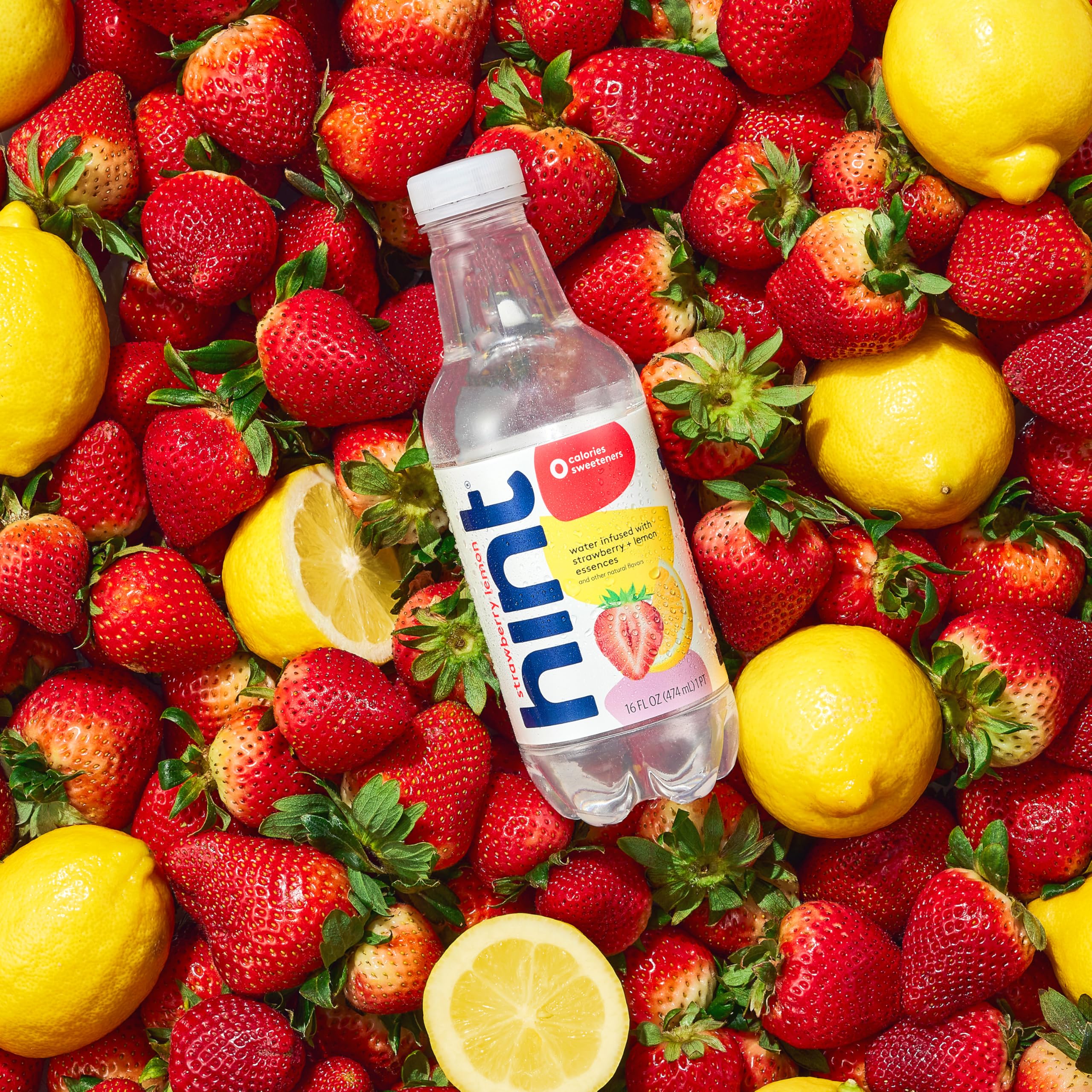 **Strawberry Lemon Hint Water - 12 Pack (16 oz Bottles) | Sugar-Free, Zero Calorie, No Artificial Flavors or Preservatives | Refreshing Hydration for Workouts, Office & On-The-Go**
