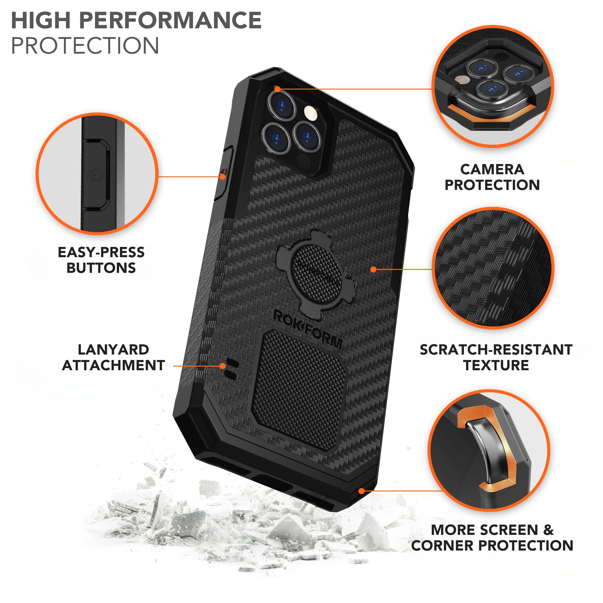 Rokform Rugged Case for iPhone 12 Pro Max with Motorcycle Handlebar Mount | Shockproof Protective Cover | Perfect for Motorcycle Riders, Outdoor Adventures & Extreme Sports