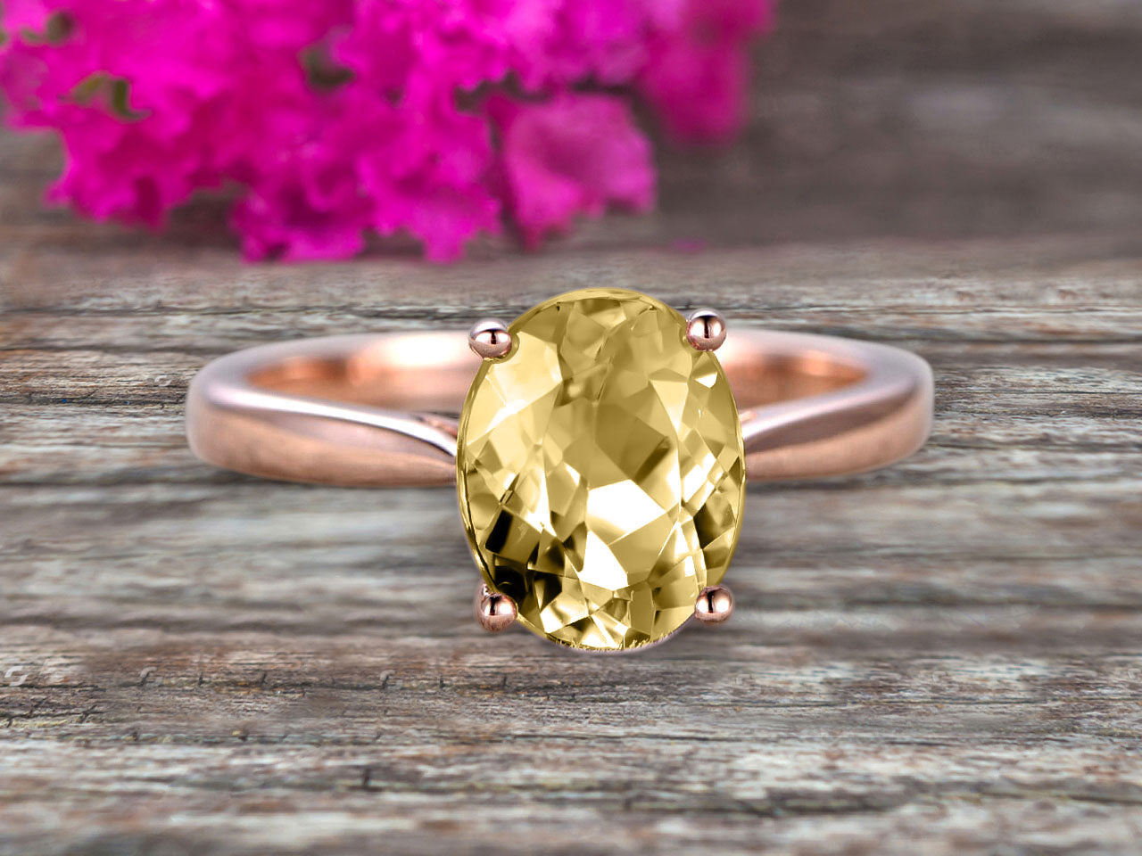 1 Carat Oval Cut Champagne Moissanite Engagement Ring - 10k Rose Gold Solitaire Promise Ring for Women - Perfect for Bridal, Wedding, Anniversary & Proposal Gifts