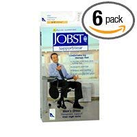 JOBST SupportWear Men's Dress Knee High Compression Socks 8-15mmHg - Black Large (6 Pairs) - Ideal for Travel, Work & Varicose Vein Relief