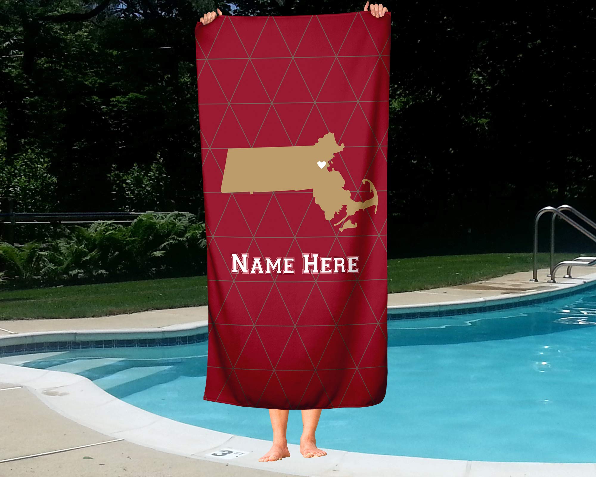 Boston Massachusetts State Pride Custom Beach & Bath Towel - Personalized Medium & Large Towels for Adults, Kids, College, Football & Basketball Fans | Perfect for Beach Trips, Poolside Lounging & Sports Events