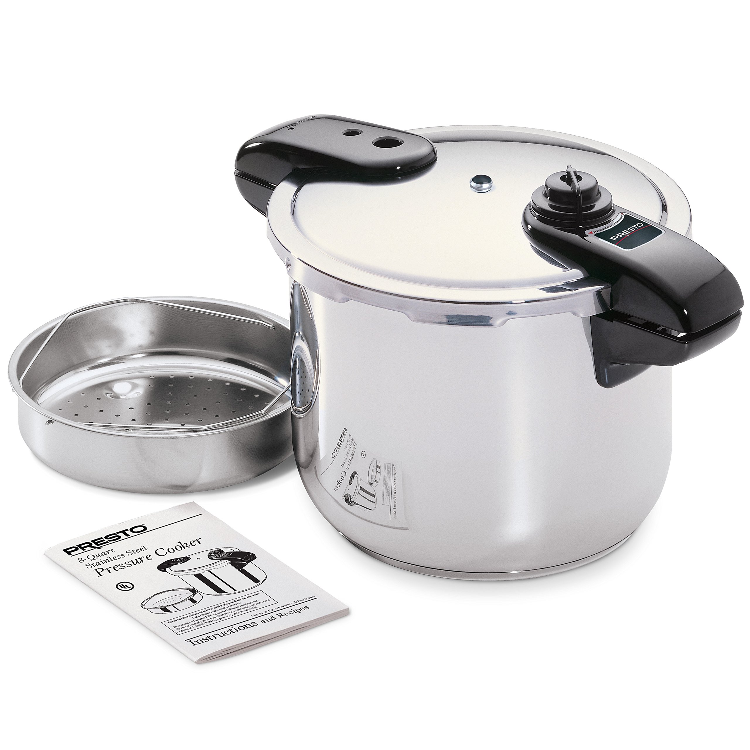 Presto 01370 8-Quart Stainless Steel Pressure Cooker - Fast & Safe Cooking for Soups, Stews & Meals | Perfect for Home Chefs & Meal Prep
