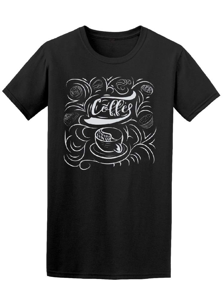Men's Coffee Chalk Art Doodle Graphic T-Shirt - Casual Wear for Coffee Lovers & Baristas