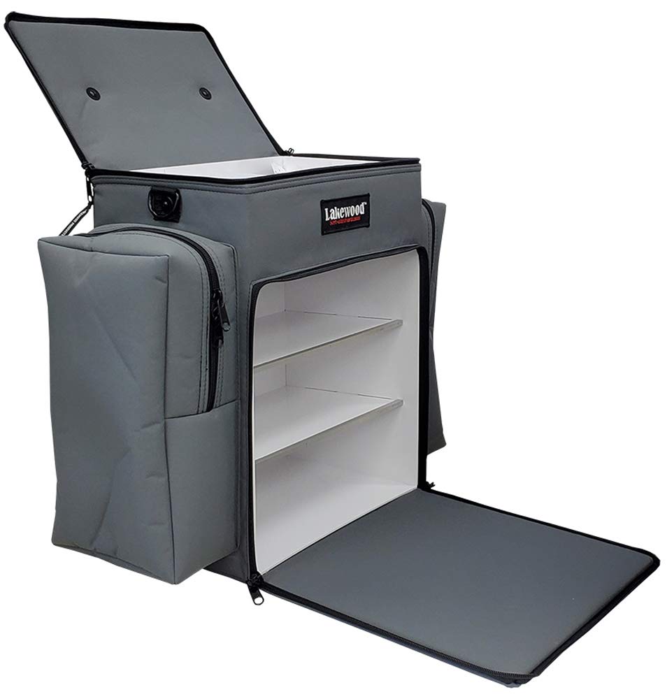 Lakewood Fishing Gray Magnum Tackle Box with 4 Removable Trays - Holds Plano Boxes - Perfect for Bass Fishing & Saltwater Anglers