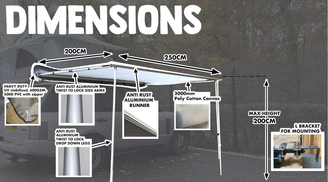 Ventura Deluxe 1.4 Roof Top Tent with Side Awning - Premium Rooftop Camping Tent for SUVs & Trucks - Perfect for Outdoor Adventures, Road Trips & Off-Grid Camping