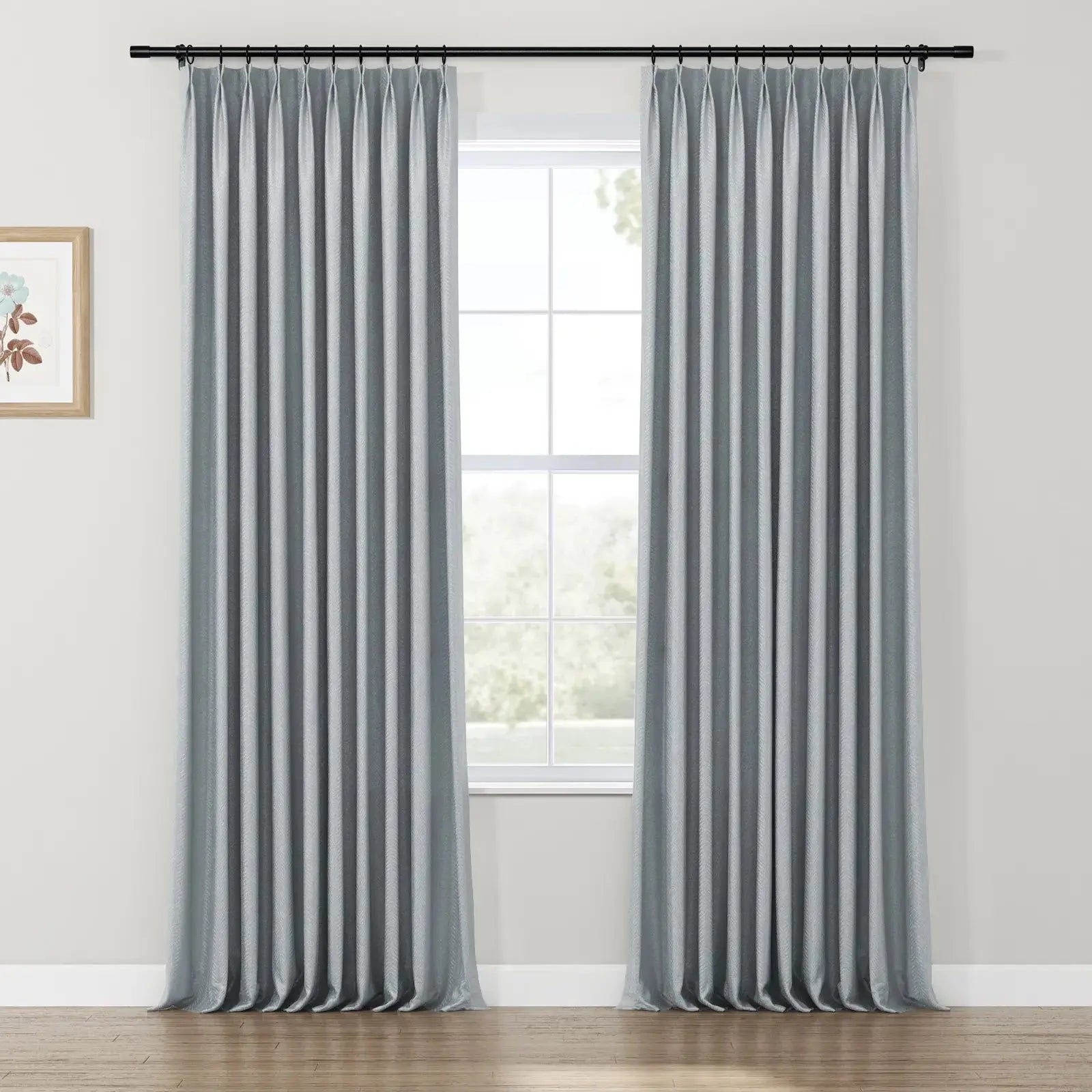 Lydia Rib Jacquard Curtains - Elegant Pleated Window Drapes for Living Room & Bedroom - Blackout Thermal Insulated Sheer Panels for Home Decor