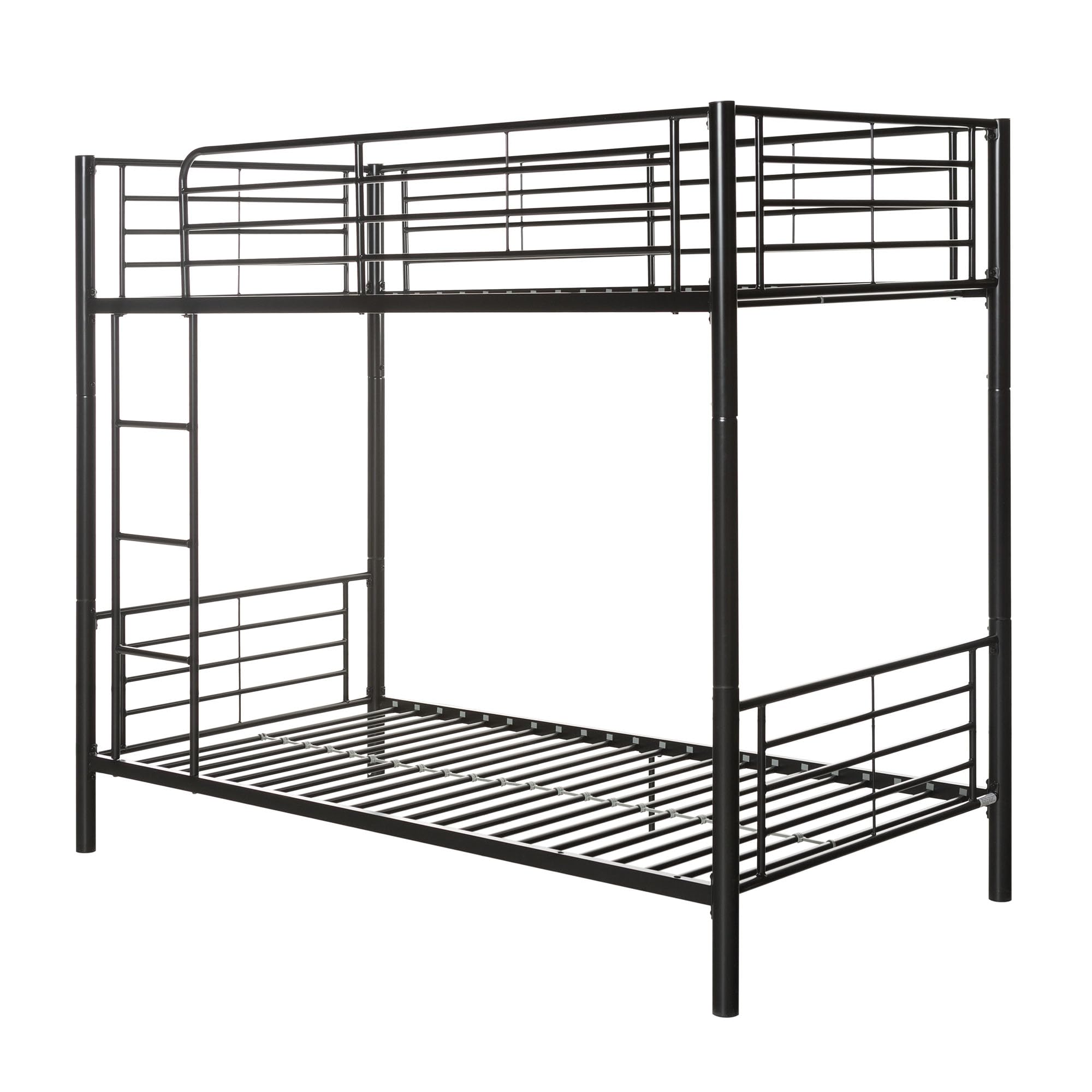 Walker Edison Elodie Urban Industrial Twin over Twin Metal Bunk Bed - Sturdy Black Steel Frame for Kids & Teens - Perfect for Small Bedrooms, Dorms & Shared Spaces