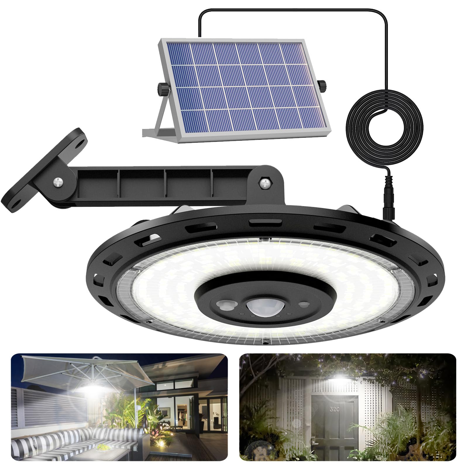 3000LM Solar Shed Light with Motion Sensor - Waterproof Outdoor Solar Lights for Barn, Patio, Chicken Coop - 5 Modes (2 All-Day Lighting) & Dimmable Remote - Perfect for Garage, Gazebo, Backyard & Pathway Lighting