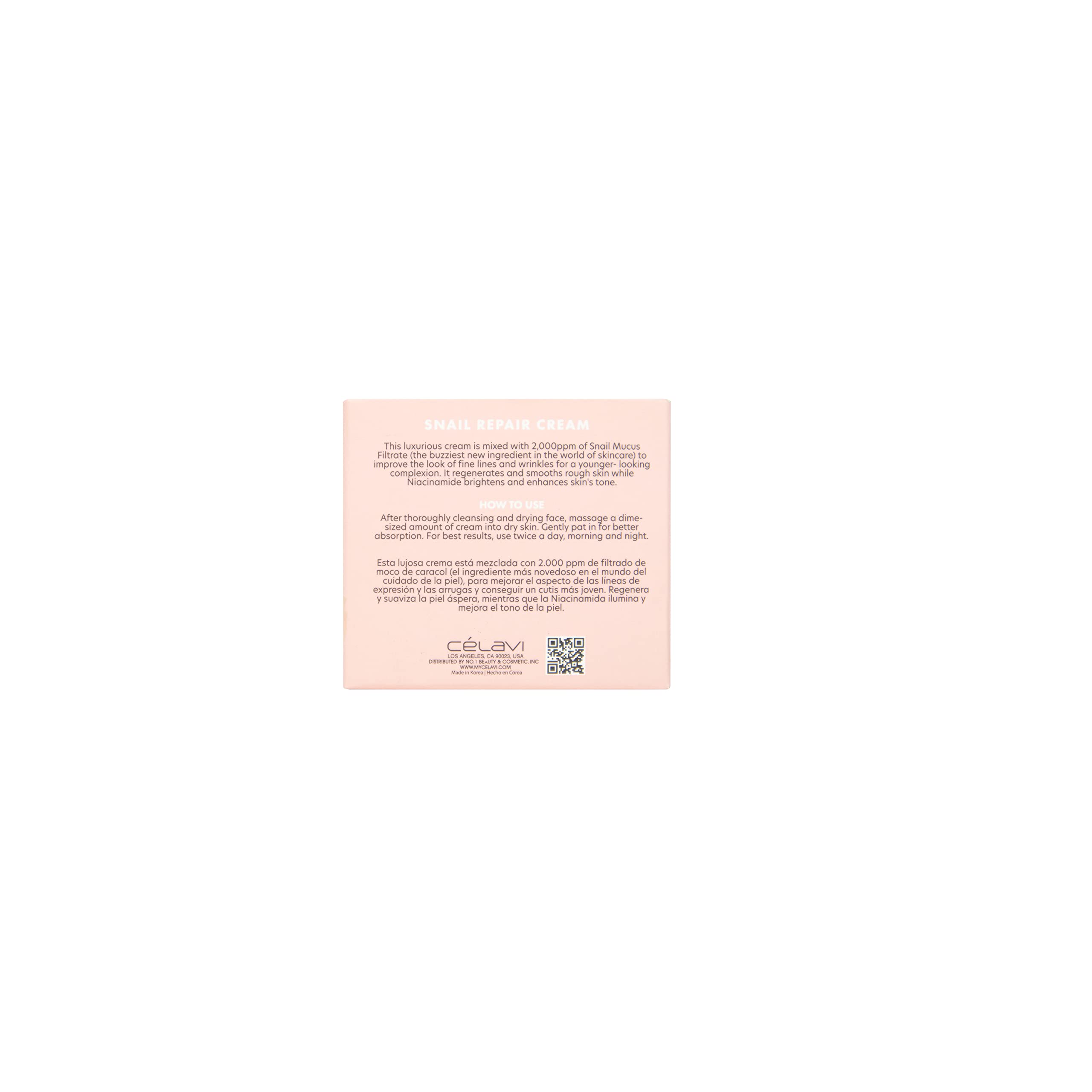 Celavi Korean Snail Repair Face Cream - 50g Lightweight Moisturizer for Renewing Skin | Travel Size | Perfect for Dry, Sensitive Skin & Daily Skincare Routine