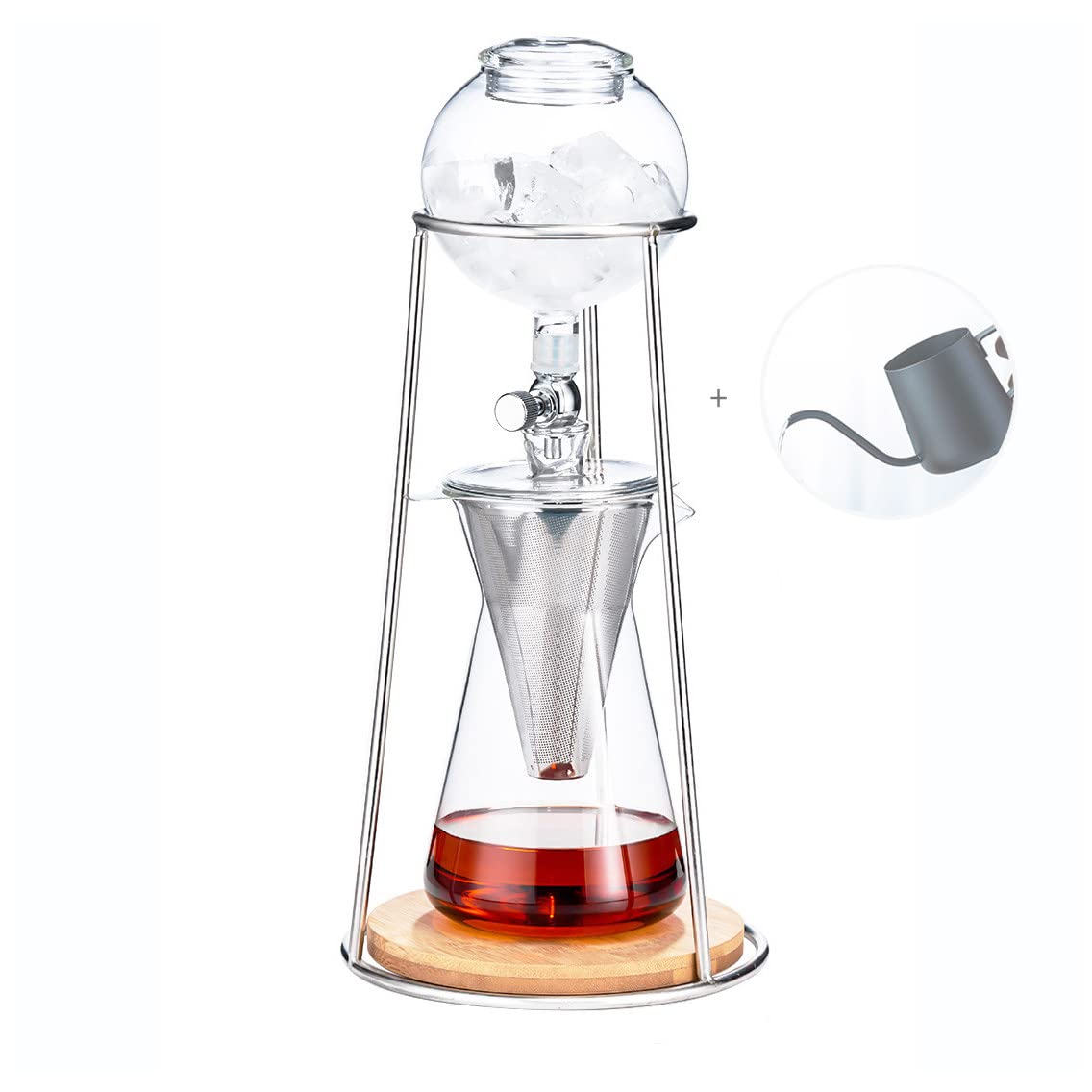 Premium 2-in-1 Cold Brew Coffee & Tea Maker - Reusable Glass Dripper with Adjustable Flow for Smooth Iced Coffee - Borosilicate Glass Pitcher - Perfect for Home, Office & Outdoor Use