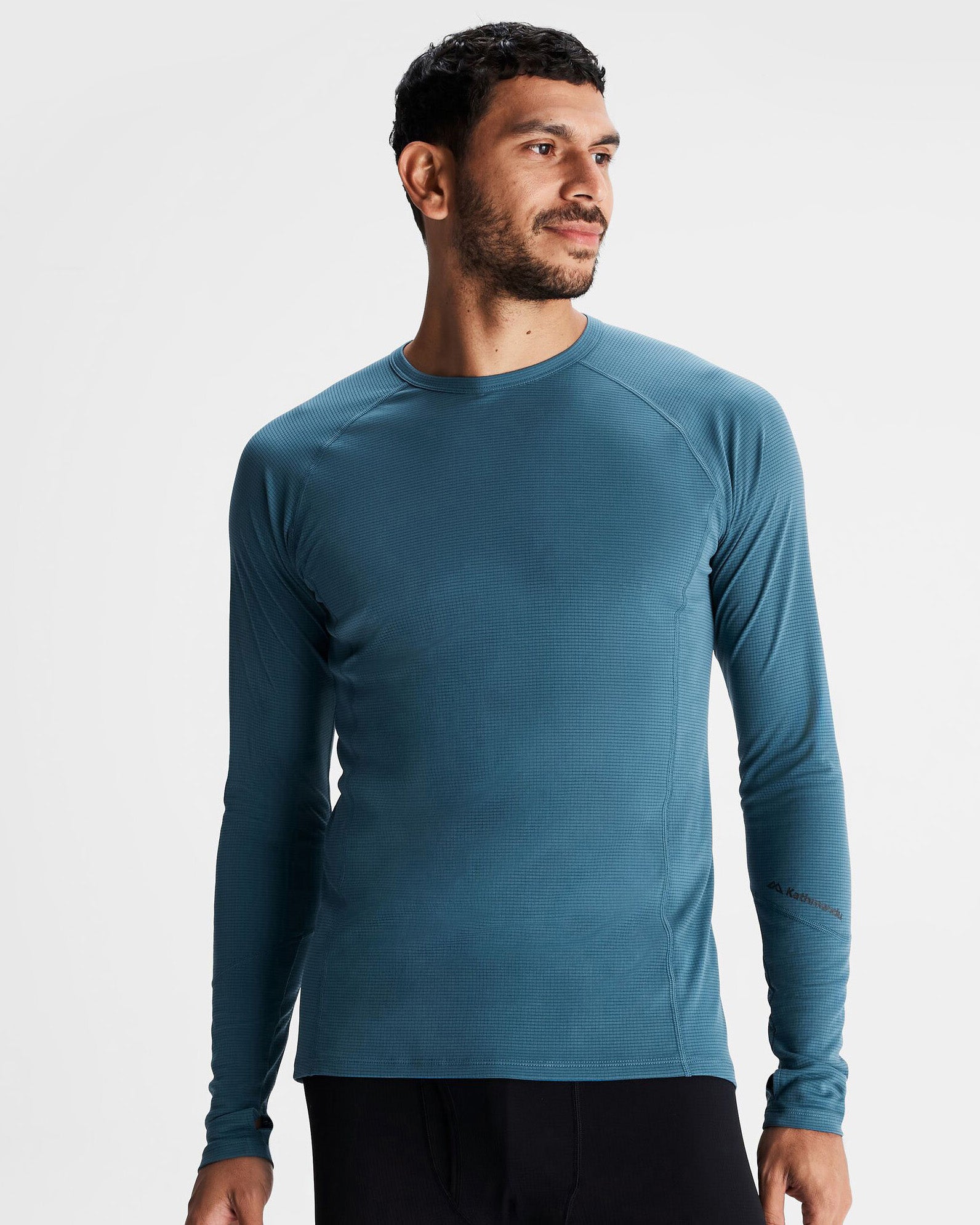 Men's KMDAction Baselayer Top - Moisture Wicking Thermal Shirt for Cold Weather - Steel Blue - Perfect for Hiking, Running & Outdoor Activities