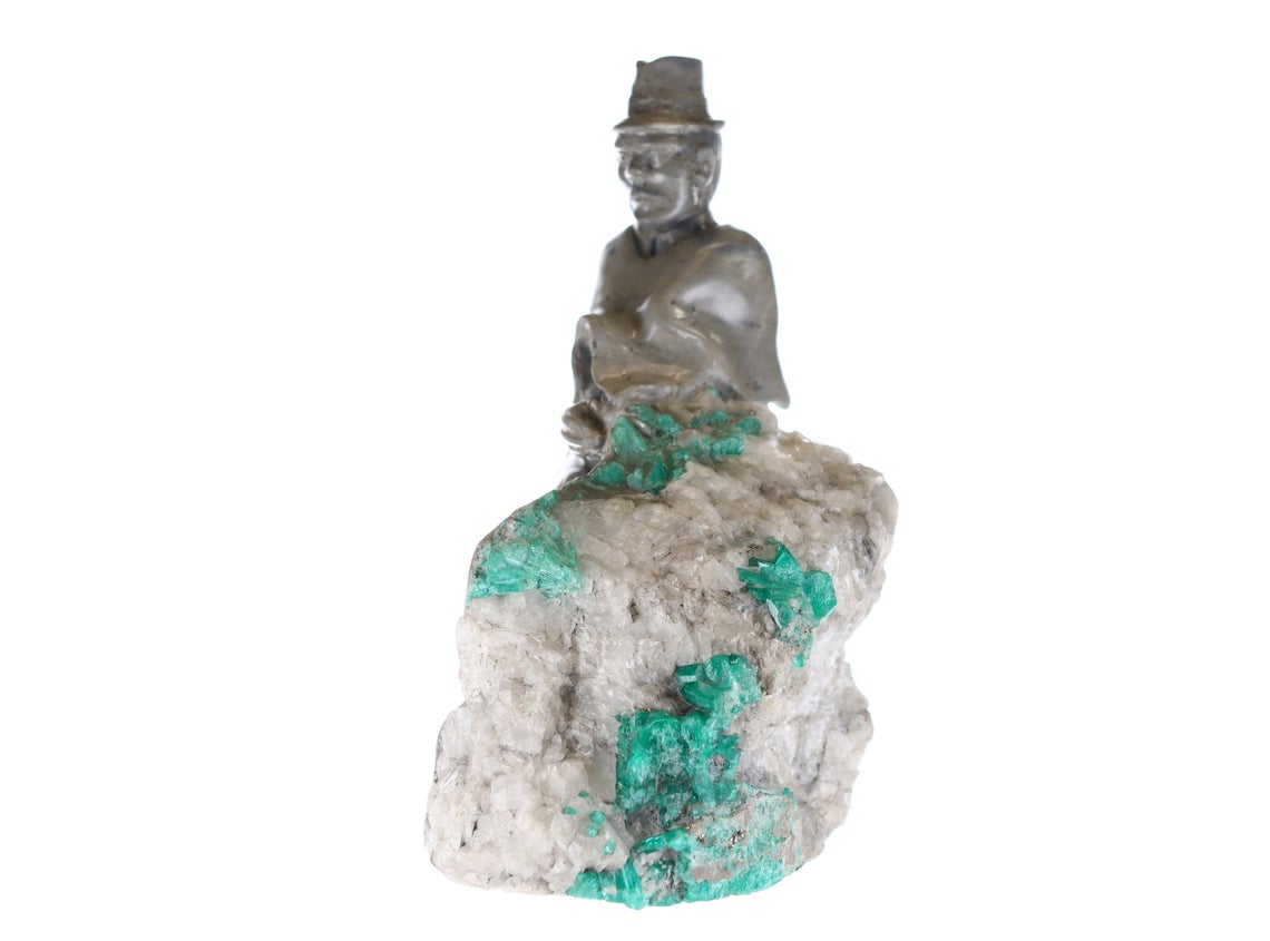 Natural Colombian Emerald Rough Crystal Sculpture - Handcrafted Gemstone Art for Home Decor, Meditation & Healing
