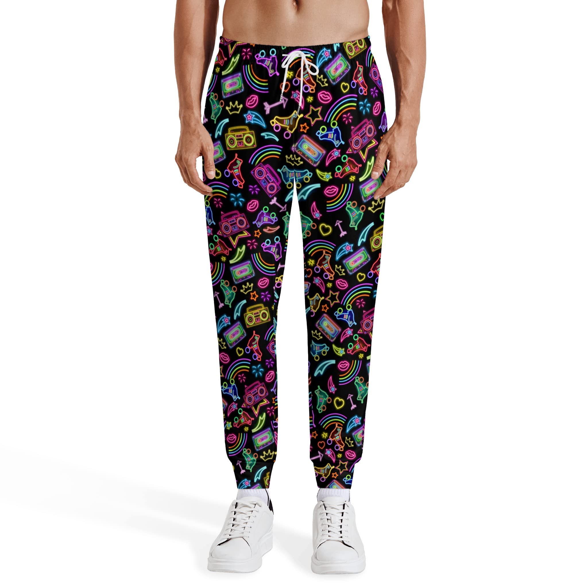 **NELife 90s Retro Joggers for Men - Vintage 80s Sweatpants, Funny Casual Track Pants with Elastic Waistband - Athletic Sports Trousers for Gym, Lounge & Streetwear**