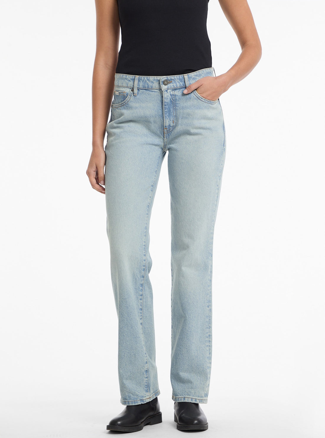 Guess G08 Mid Rise Straight Jeans for Women - Classic Blue Denim Pants | Perfect for Casual Wear, Office & Everyday Outfits