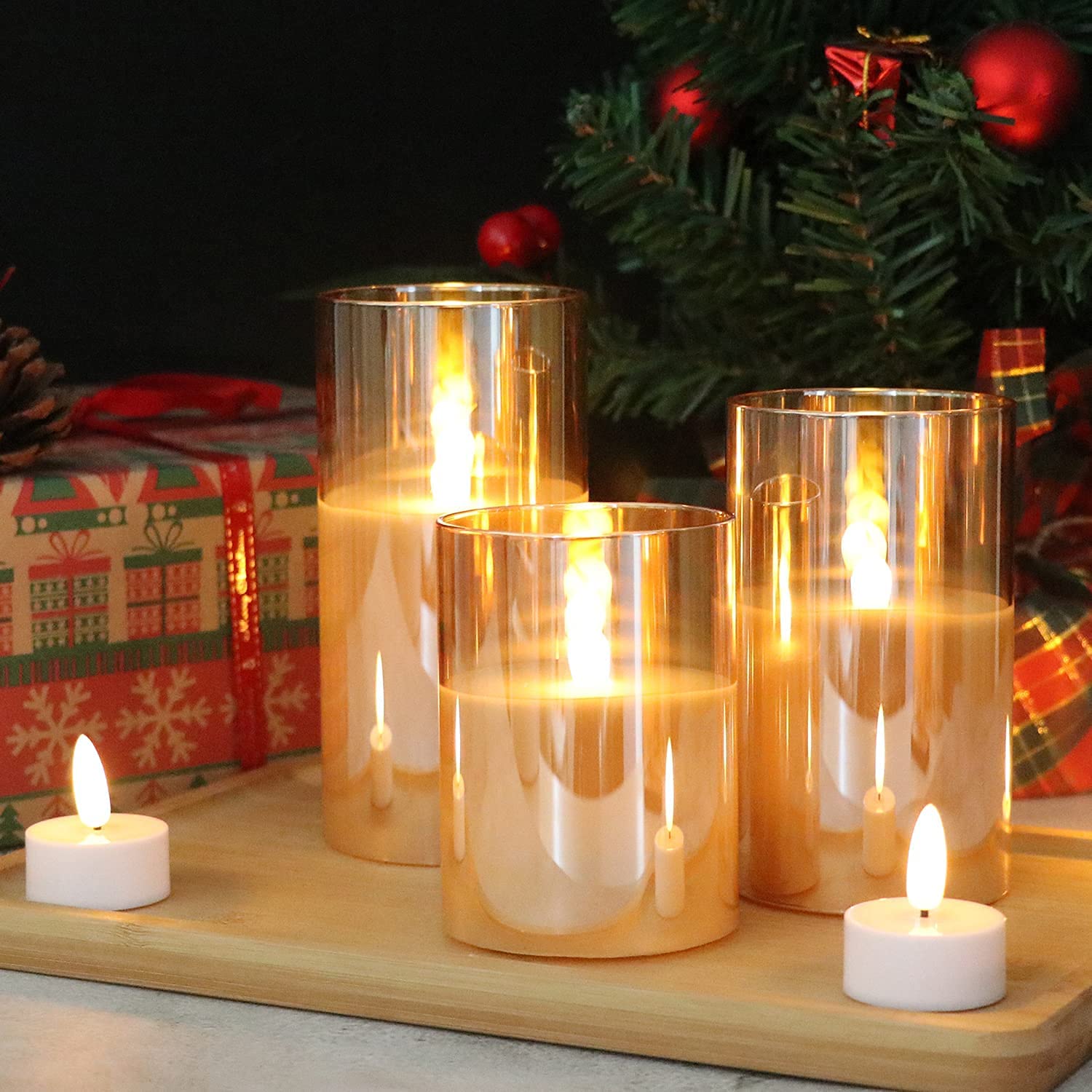 Premium Flameless LED Candles with Timer & Remote - Real Wax Warm Flickering Lights for Wedding, Home Decor, Party & Holiday (Set of 3) - Battery Operated Safe Candles for Centerpieces, Fireplace & Romantic Ambiance