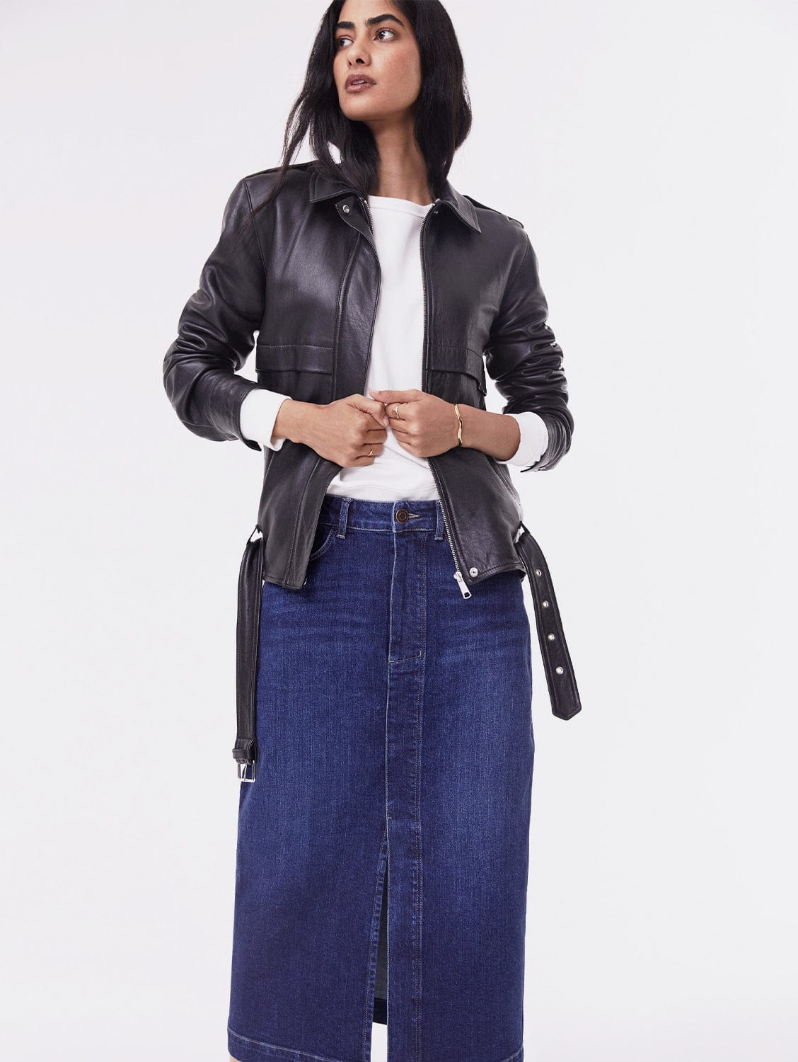 Emilia Organic Cotton Skirt for Women | Dark Indigo A-Line Midi Skirt | Comfortable & Breathable | Perfect for Casual Wear, Office & Summer Outfits