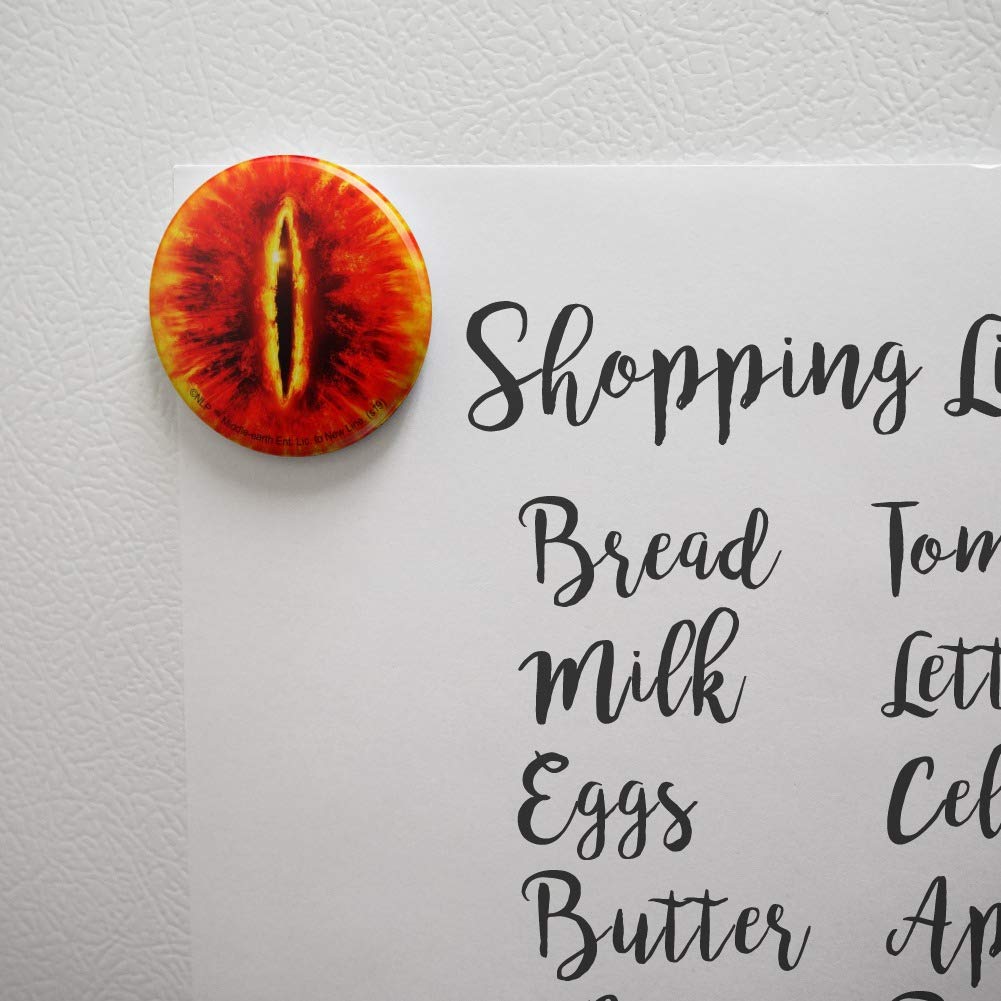 The Lord of the Rings Eye of Sauron Fridge Magnet - Cool Collectible Button for Kitchen, Refrigerator, Locker & Office Decor - Perfect for Fans & Fantasy Themed Spaces