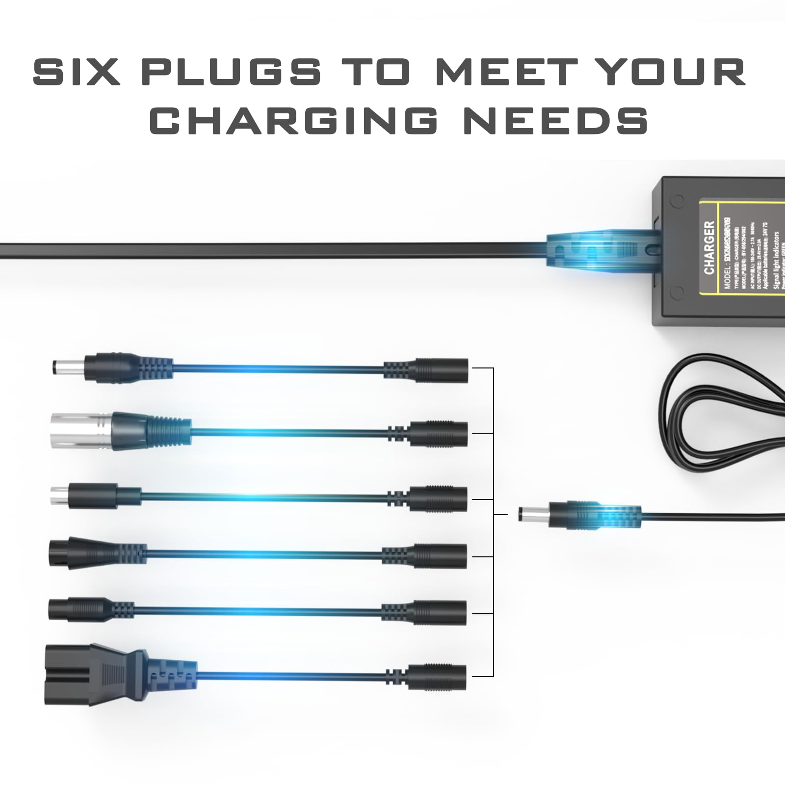 BOEEA 54.6V 2A Fast Charger with 7 Universal Plugs - Replacement Charger for 13S 48V Lithium Battery | Perfect for E-Bikes, Scooters, and Electric Vehicles | Fast Charging & Wide Compatibility