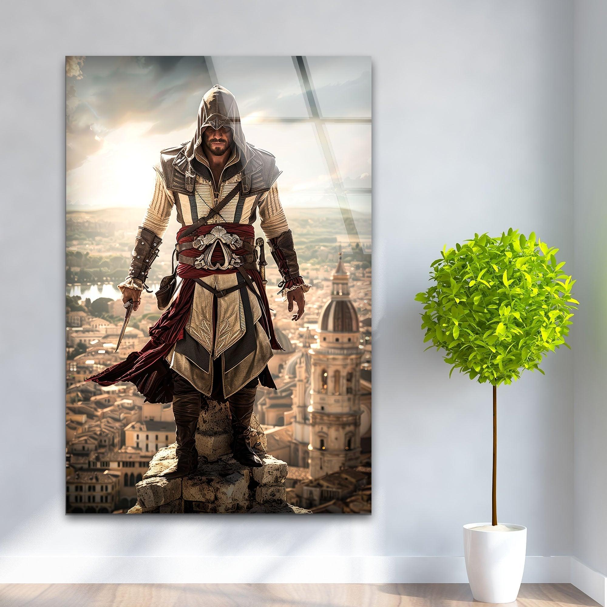 Assassin's Creed Movie Inspired Glass Wall Art Decor - Premium Tempered Glass Print for Home, Office, or Gaming Room - Perfect for Fans of Video Game and Action Movie Collectibles