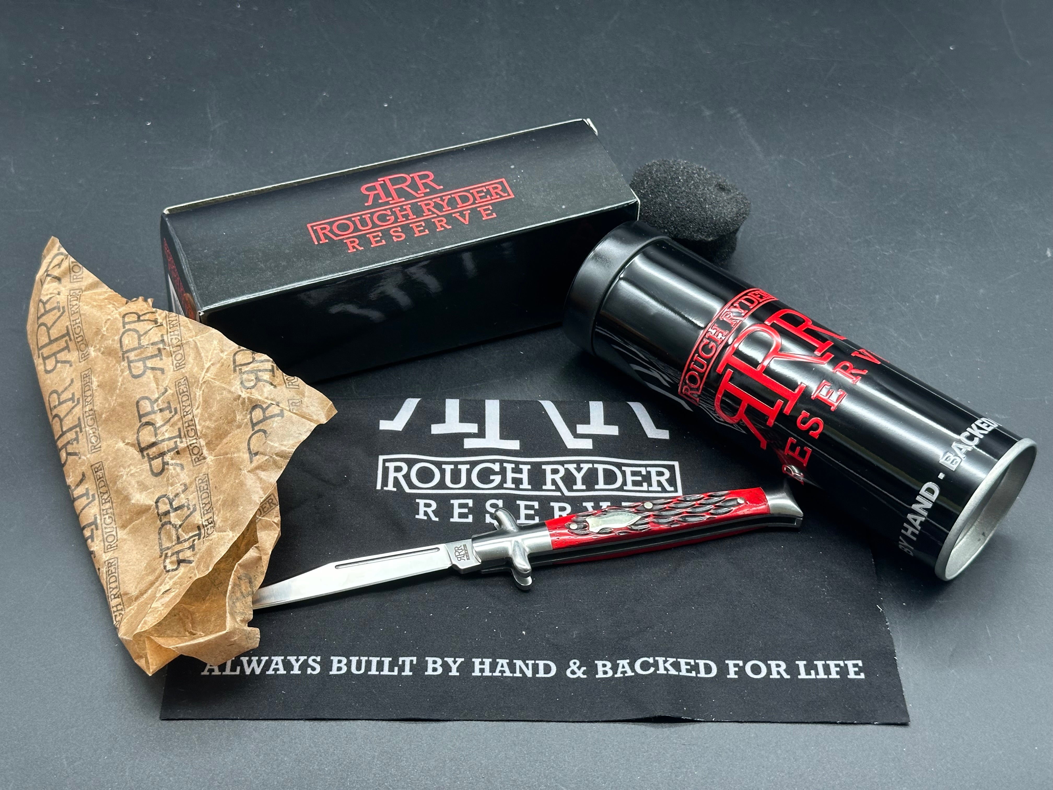 Rough Ryder Reserve Bowtie Fishtail Pocket Knife - Collectible Tin Case - Perfect for Camping, Hiking & Everyday Carry (EDC)