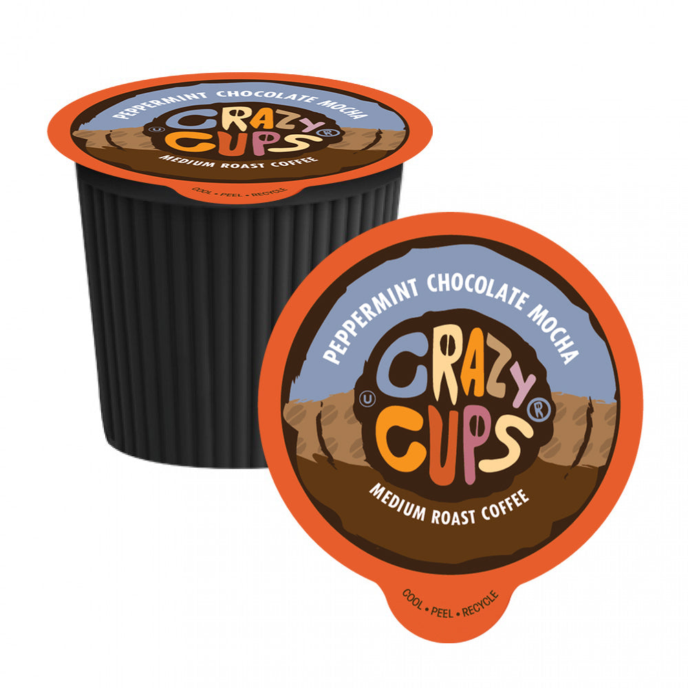 Crazy Cups Peppermint Chocolate Mocha Single Serve Coffee Pods - 22 Count Pack | Perfect for Keurig Machines, Office Coffee Breaks & Holiday Gifting