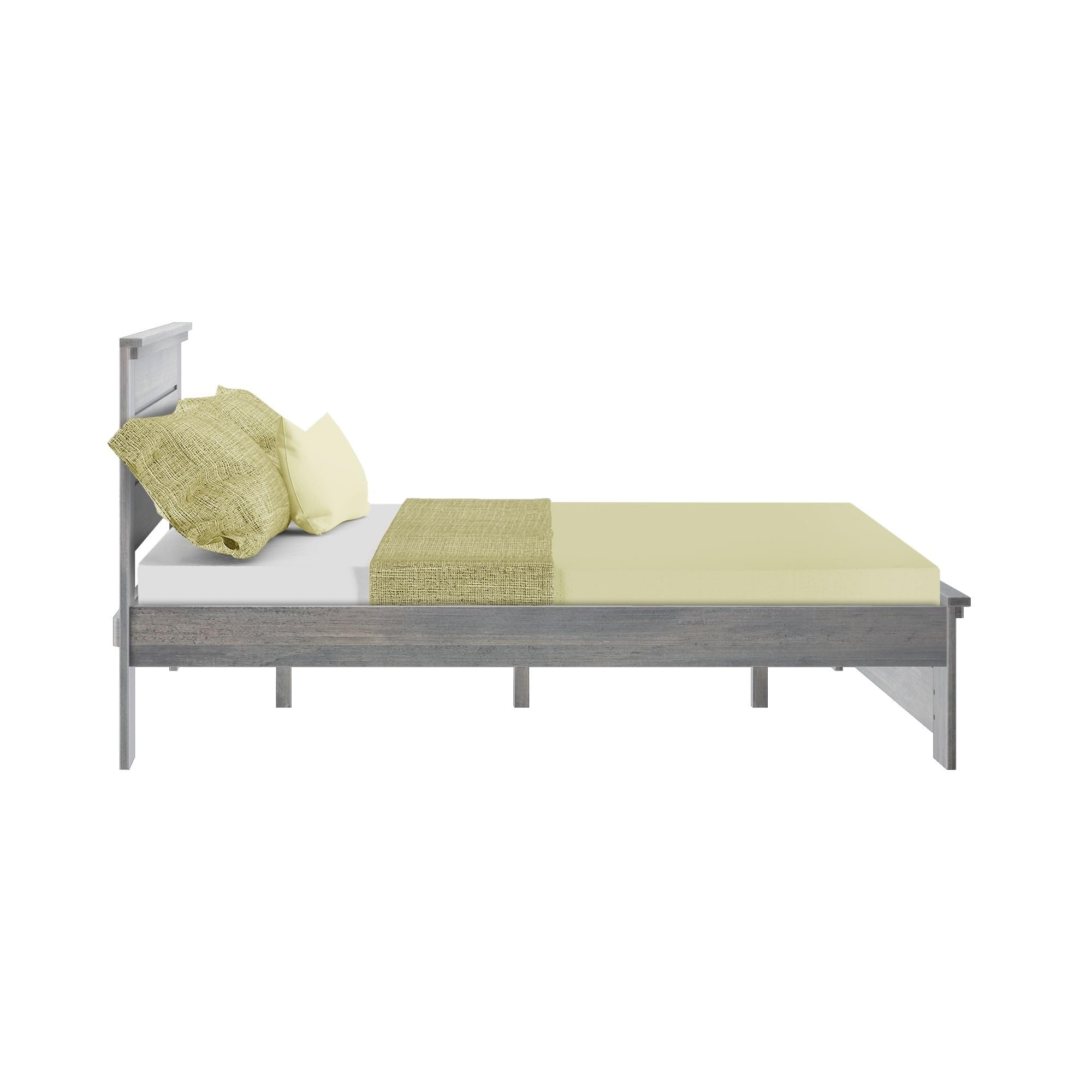 Max & Lily Modern Farmhouse Twin Bed Frame with Headboard - Solid Wood Panel Design in Driftwood Finish - Perfect for Kids' Bedroom, Guest Room & Nursery Decor