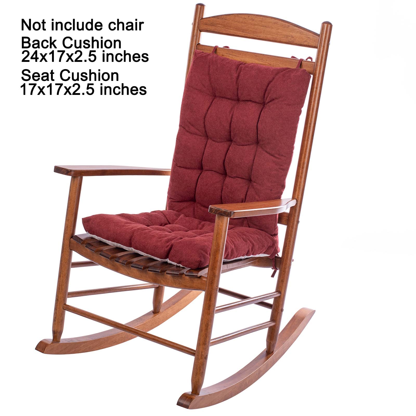 POMIU Rocking Chair Cushion Set - Comfortable Seat & Back Cushions for Office, Dining, and Kitchen Chairs - Indoor Home Decor in Bordeaux Red - Perfect for Living Rooms, Patios, and Relaxation Spaces