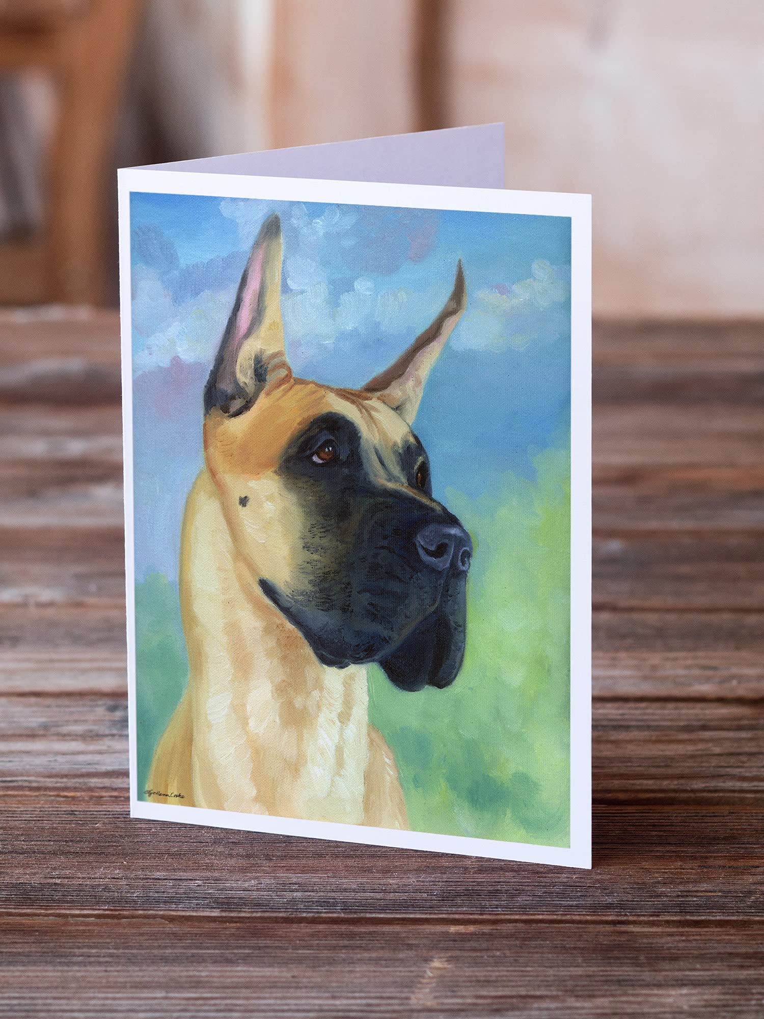 Caroline's Treasures 7387GCA7P Great Dane Apollo The Greeting Cards - Pack of 8 Blank A7 Size (5x7) Note Cards with Envelopes | Whimsical Dog Lover Stationery for Birthdays, Thank You Notes & Special Occasions