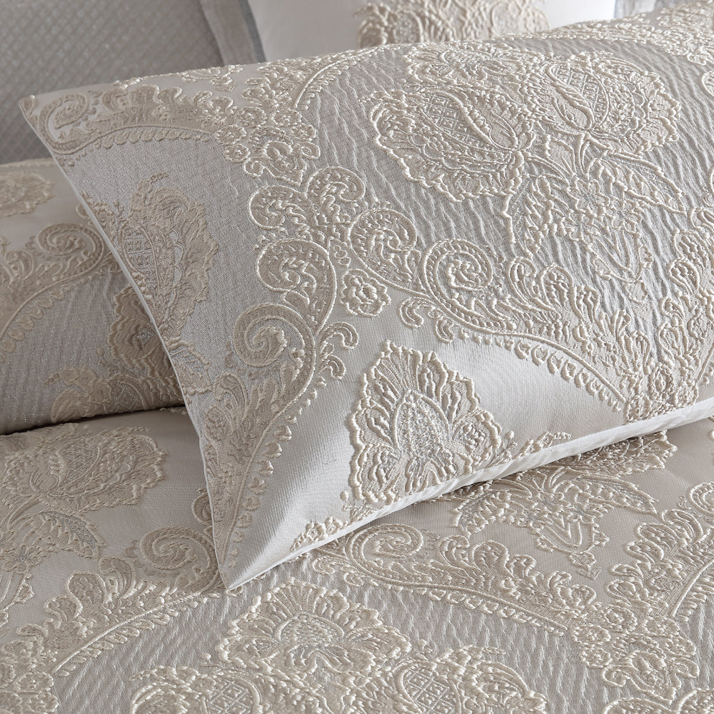 Emerson Ivory Quilt Cover Set King Size - Luxury 100% Cotton Bedding Set with Zipper Closure - Perfect for Master Bedroom, Guest Room & Hotel Decor